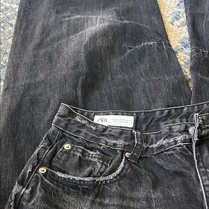 Zara Faded Black High-Rise Denim Jeans